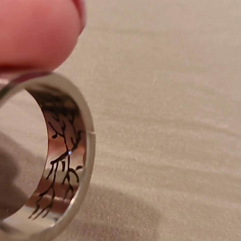Lightning pattern cubic zirconia stainless steel ring unisex
